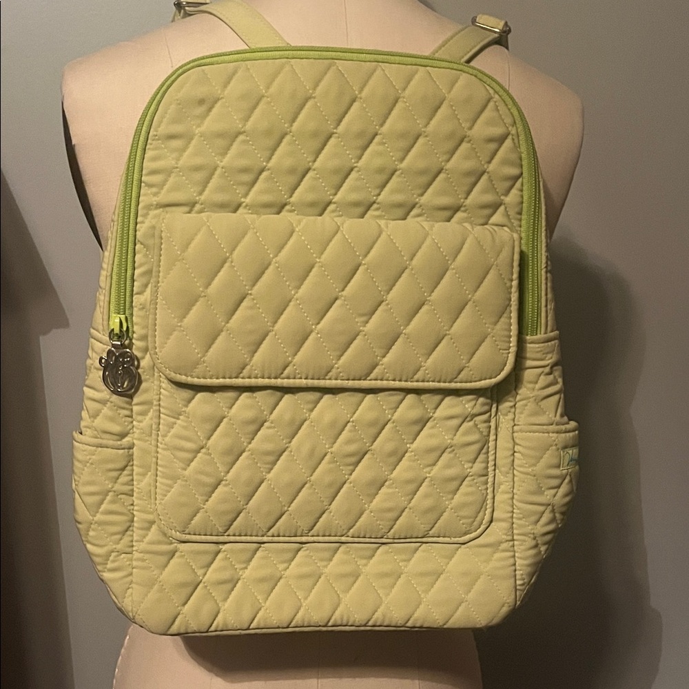 Vera Bradley Quilted Backpack in Lime Green